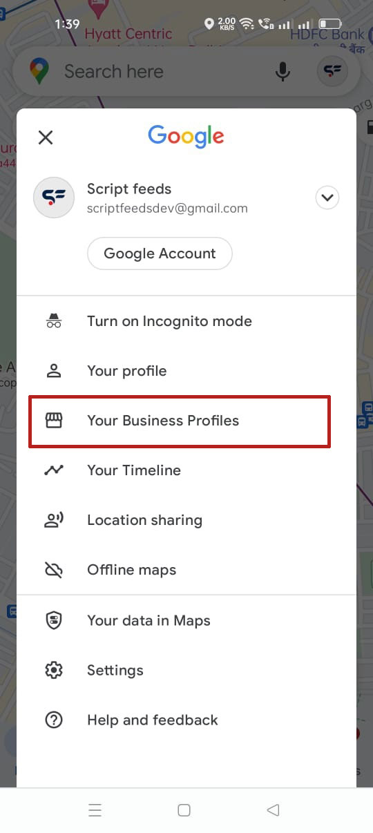Select  Business profile to manage it.